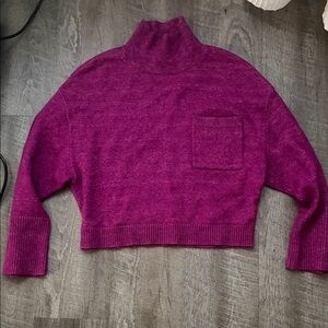 Express Women's Cropped Turtleneck Sweater in Fuchsia